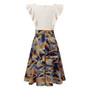 Women Summer Square Neck Ruffle Patchwork Floral Dress