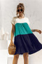 Women Summer Colorblock Loose Short Sleeve Dress