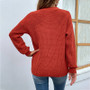 Women autumn and winter solid color v-neck knitting sweater