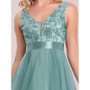 Summer Women's Evening Dress Sequined V-Neck Sleeveless High-Low A-Line Party Dress