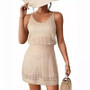 Sexy Knitting Strap Slim Waist Hollow Beach Dress