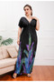 Bohemian Print V-Neck Plus Size Holidays Beach Dress Casual Long Dress