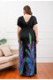 Bohemian Print V-Neck Plus Size Holidays Beach Dress Casual Long Dress