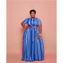 Plus Size Women Striped Print Top + Dress Two-Piece Set