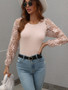 Women Chain Link Cutout Long Sleeve Round Neck Sweater