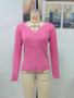 Women Wavy Neck Long Sleeve Solid Color Sweater