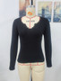 Women Wavy Neck Long Sleeve Solid Color Sweater