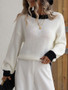 autumn and winter Women loose contrast color long-sleeved sweater