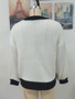 autumn and winter Women loose contrast color long-sleeved sweater