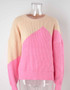 Women Irregular Contrast Round Neck Long Sleeve Sweater