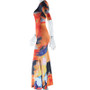 Women's Fashion Printed Round Neck Short Sleeve Street Casual Long Dress