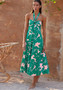 Women Summer Sexy Halter Neck Strapless Bohemian Print Long Dress