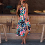 Women Summer Sexy Halter Neck Strapless Bohemian Print Long Dress