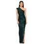 Women's One-Shoulder Sleeveless Sequined Slit Evening Party Dress