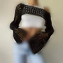 Sexy Hollow Knitting Shirt Solid Color Round Neck Long-Sleeved Cape Blouse