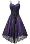 Women's Purple Strap Lace-Up Gothic Lace A-Line Dress