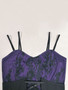 Women's Purple Strap Lace-Up Gothic Lace A-Line Dress