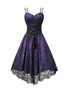 Women's Purple Strap Lace-Up Gothic Lace A-Line Dress