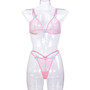 Butterfly Embroidered Pink Two-Piece Lingerie Set