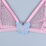 Butterfly Embroidered Pink Two-Piece Lingerie Set