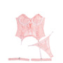 Pink Lace Strap See-Through Mesh Sexy Lingerie Set