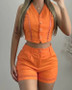 Women Sleeveless Top and Shorts Casual Two-piece Set