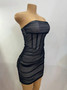 Women sexy off-the-shoulder Strapless Bodycon pleated dress