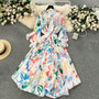 Women French Elegant Chiffon Holidays Tie Neck Bow Dress