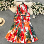 Women French Elegant Chiffon Holidays Tie Neck Bow Dress