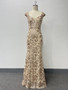 Women Square Neck Mermaid Rose Gold Pattern Sequin Sleeveless Party Evening Dress