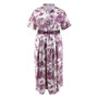 Plus Size Women Printed Stand Collar Belted Dress