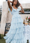 Women Tulle Ruffle Party Maxi Dress