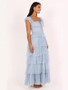 Women Tulle Ruffle Party Maxi Dress