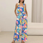 Women Casual Sling Printed Wide Leg Jumpsuit