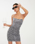 Women French Sequin Backless Bodycon Dress