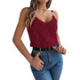 Women Spring Summer Holidays v-neck hollow metal buckle suspender knitting Top