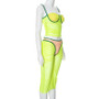 Women summer color-blocked mesh sleeveless suspender Top and gathered Patchwork culottes two-piece set