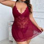 Plus Size Women Sexy Temptation Lace See-Through Dress Sexy Lingerie Two-piece Set