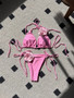 Women Solid Rose Drawstring Lace-Up swimwear Bikini Two Pieces