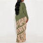 Plus Size Women's Printed V Neck Long Sleeve Loose Dress