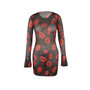 Women's Red Lip Print See-Through Mesh Club Dress