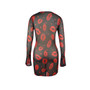 Women's Red Lip Print See-Through Mesh Club Dress