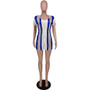 Summer Women's Clothing Fashion Style Stripes Drawstring Casual Jumpsuit