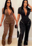 Women Sexy Summer Zipper Pocket Jumpsuit