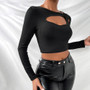 Women Sexy Cut Out Long Sleeve T-Shirt