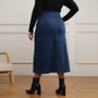 Plus Size Women Denim Button Fake Pocket Skirt