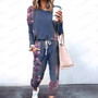 Women Loose Solid Long Sleeve Top and Pant Casual Two-piece Set