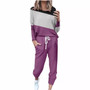 Women Loose Solid Long Sleeve Top and Pant Casual Two-piece Set