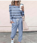 Women Loose Solid Long Sleeve Top and Pant Casual Two-piece Set