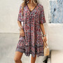 Women Spring Summer Holidays Casual Printed V Neck Dress